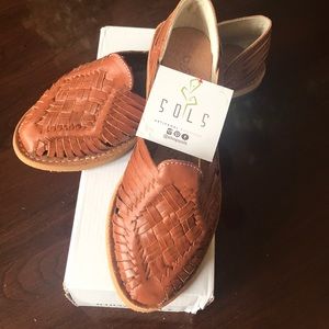 SOLS leather huarache-style slip on-NEW in box